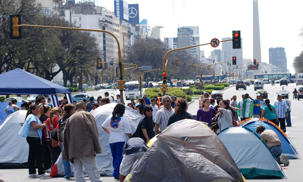 Piquete en la 9 de Julio. Foto de archivo